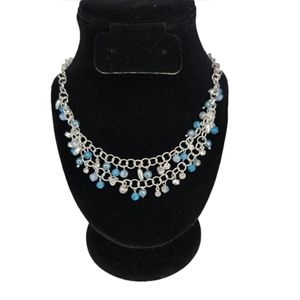 Style & Co Silver Tone Blue Bead Link Necklace